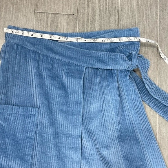 Deer and Flyer Light Blue Corduroy High Waist Cargo Utility Midi Wrap Skirt M - Picture 14 of 16